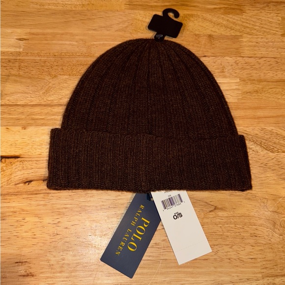 NEW Polo Ralph Lauren Brown w/ Embroidered Pony Knit Wool/Nylon Beanie Hat Cap - Picture 3 of 4